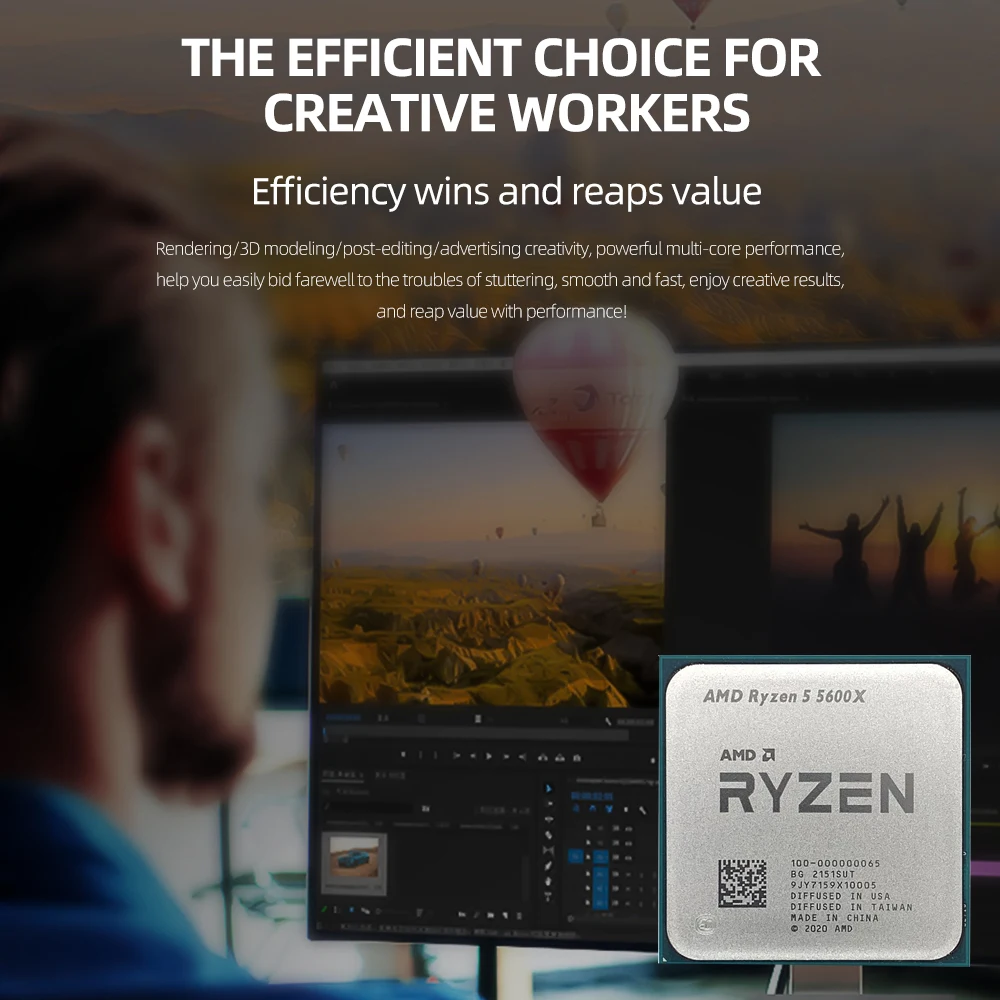 Процессор AMD Ryzen 5 5600X для ПК центральный процессор компьютера 6 ядер 12 нитей 65 Вт L3 =
