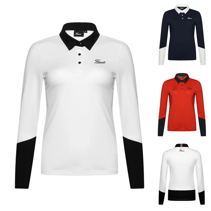 

Женская дышащая одежда для гольфа, быстросохнущая, тонкая и впитывающая Поло рубашка, Топ с длинным рукавом, одежда для гольфа