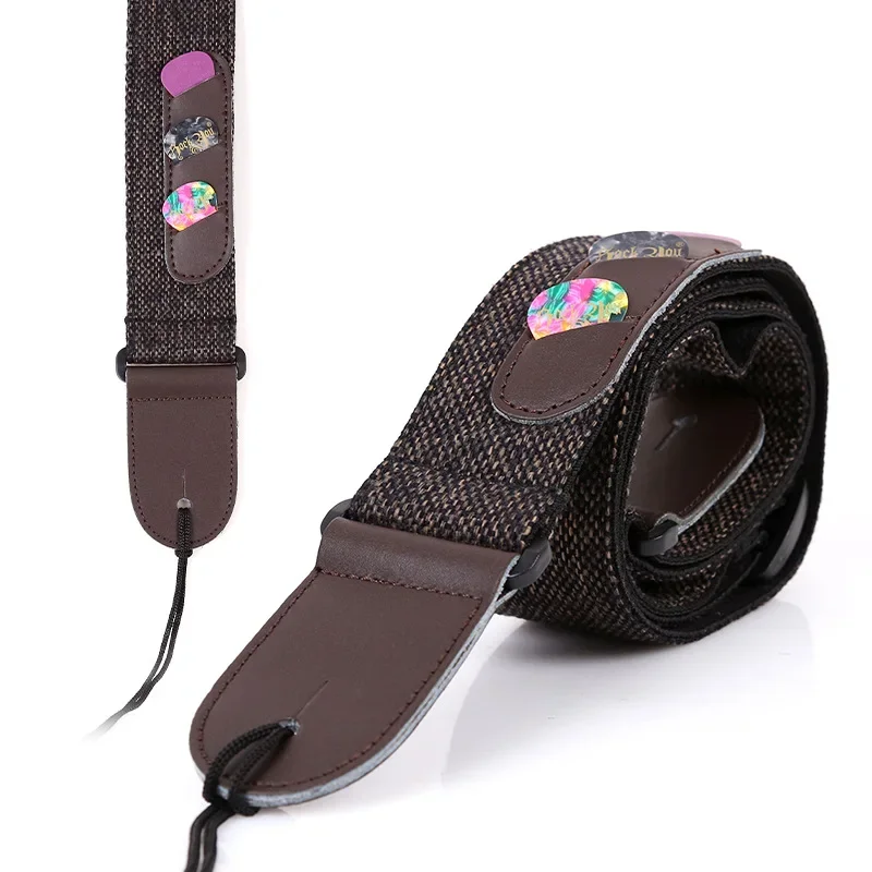 

Ремень для гитары из хлопка и льна, Легкий ремень для акустических басов