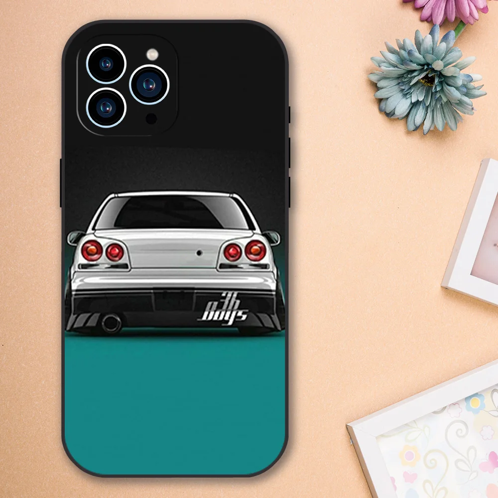 Автомобильный чехол J-JDM Type R Civic Sport для iPhone 12 11 13 14 15 16 Max Pro Plus черный мягкий
