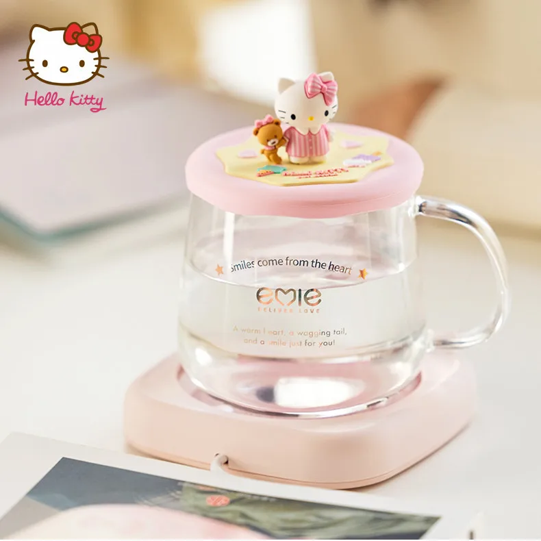 

Кавайная 7-дюймовая подставка Hello Kitty с постоянной температурой, подогрев молока, теплая чашка, 55 градусов, сохраняющая тепло чашка с водой, о...