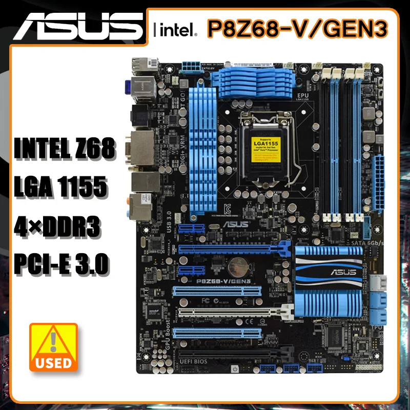   LGA 1155 ASUS P8Z68-V/GEN3   LGA 1155 DDR3 Intel Z68 PCI-E 3, 0 SATA III USB3.0  Core i3-2130