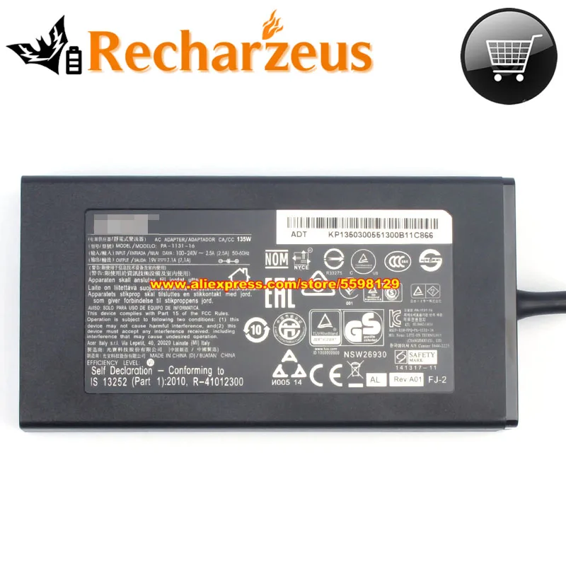 Оригинальное зарядное устройство для ноутбука 135 а Вт адаптер переменного тока