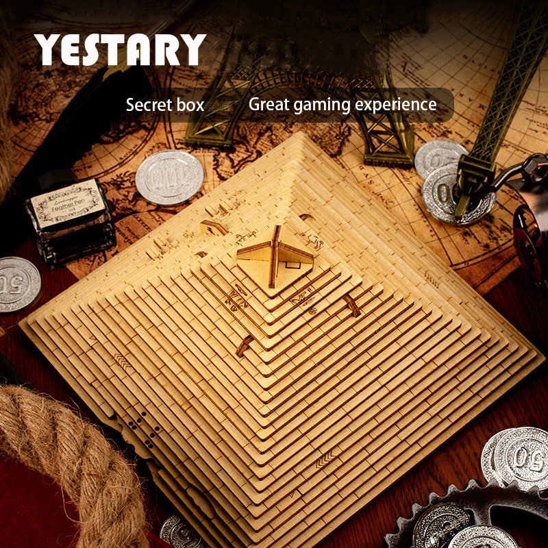 YESTARY Pyramid 3D Wooden Puzzle Toys Brain Tease Jigsaw Puzzle Toy Board Games High Difficulty Impossible Puzzle Toy For Adults