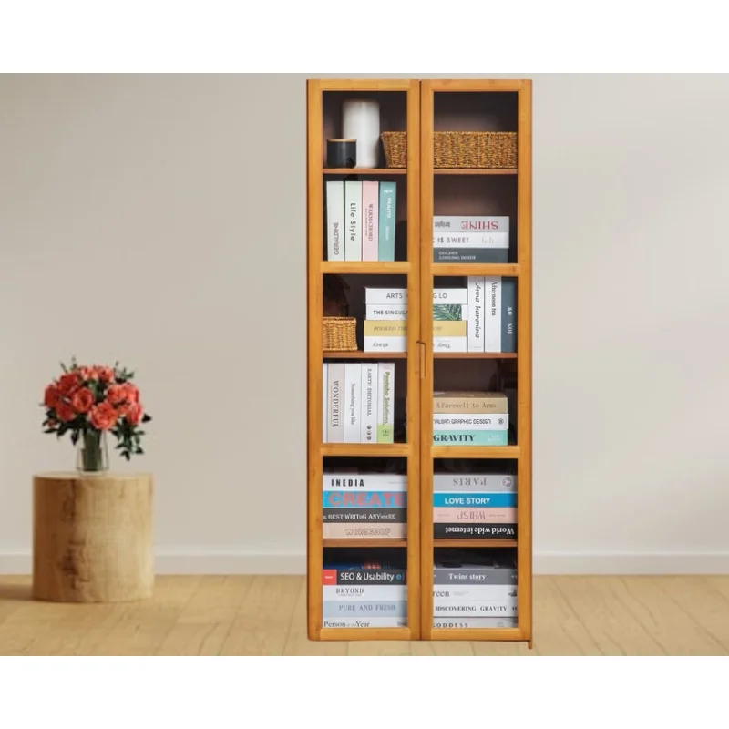 

Книжная полка из бамбука 5-уровневая в ретро стиле, современный книжный шкаф с полками, книжный шкаф среднего века, органайзер для хранения