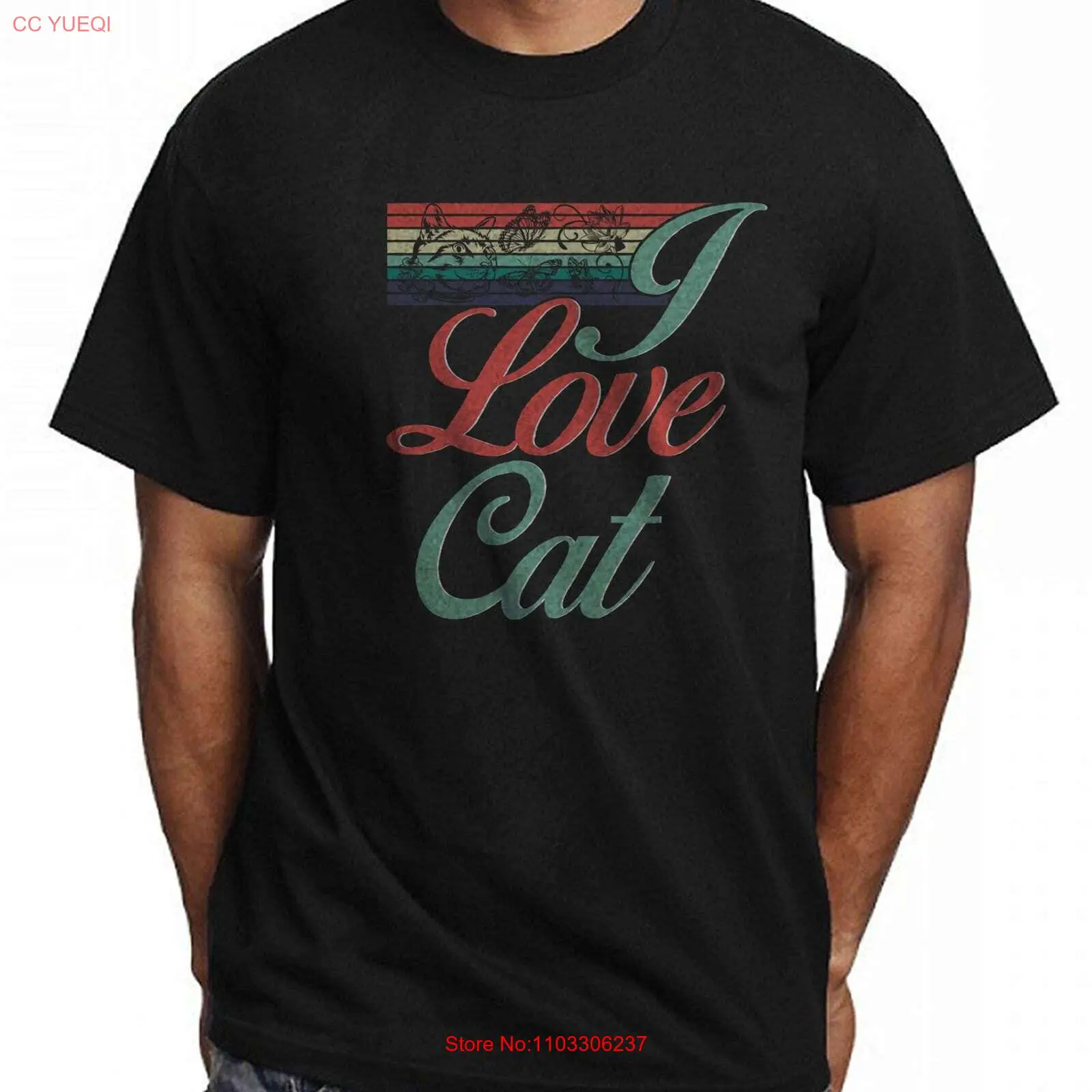 Рубашка с надписью Love Cat футболка в стиле хип-хоп рождественском и уличном