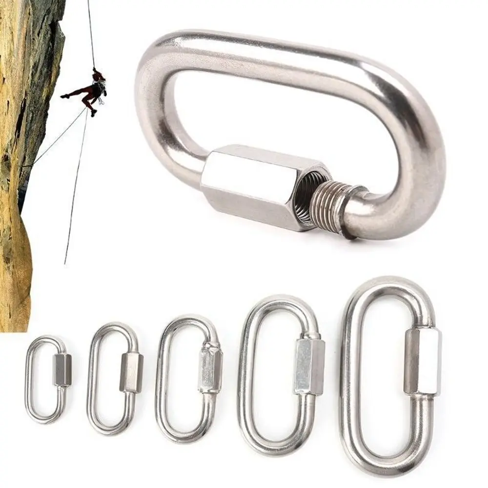 

New Quick Links Stainless Steel Screw Lock Chain Connecting Ring Climbing Gear Carabiner Safety Snap Hook Carabiners