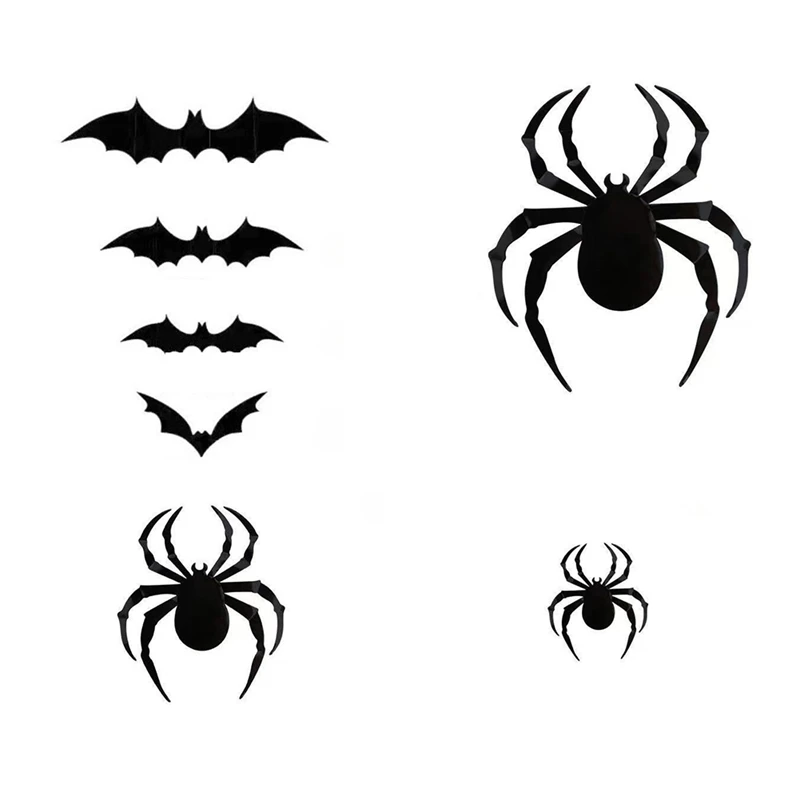 Летучая мышь украшение на Хэллоуин 3D наклейка корпуса 120 летучих мышей и 24 пауки с