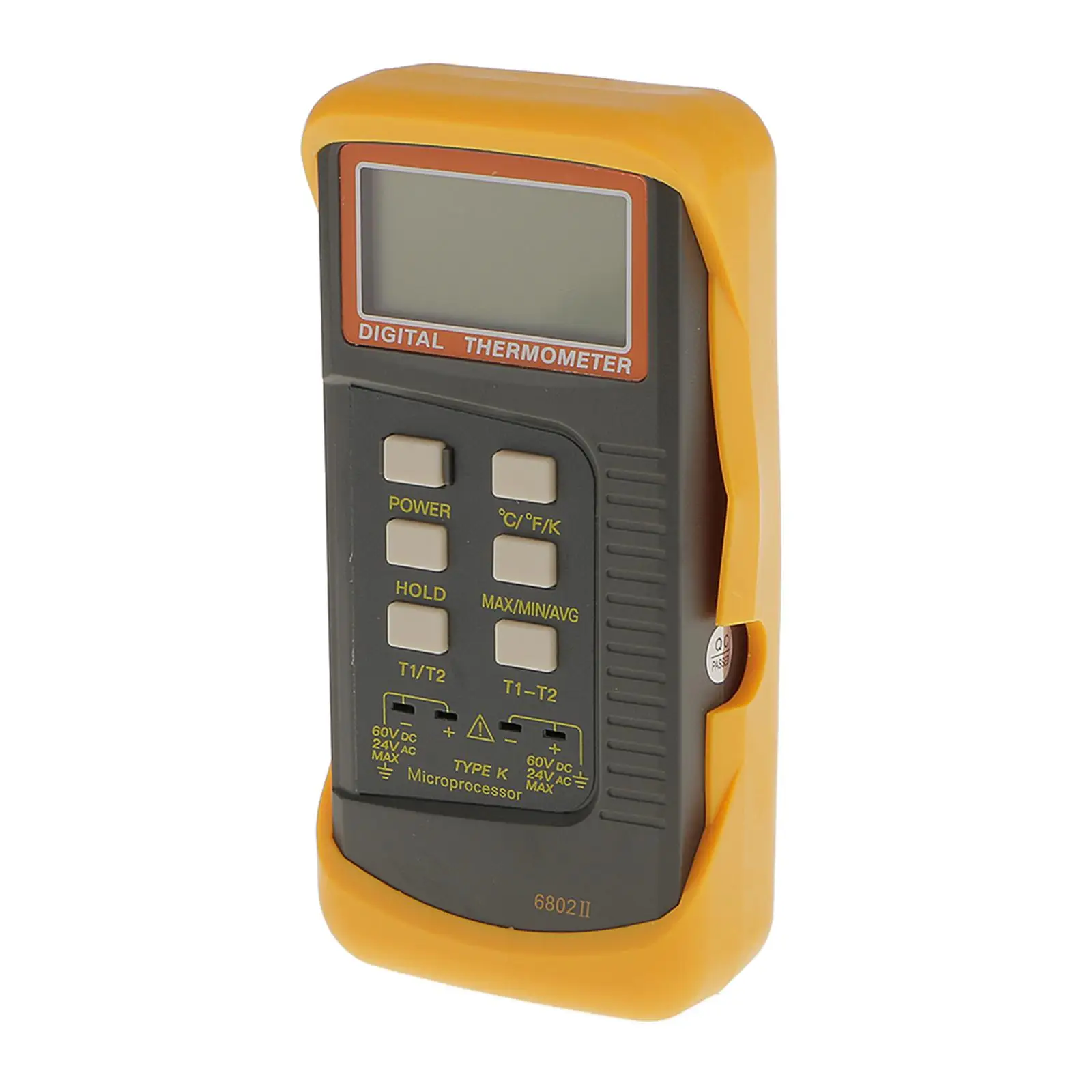 Цифровой ЖК-термометр 2 K-типа двухканальный датчик термопары желтый