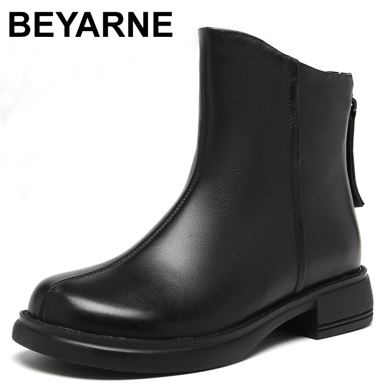 Женские осенние ботинки, новинка 2023, ботильоны, женские модные короткие ботинки в британском стиле ретро, женские ботинки из натуральной кожи на молнии сзади