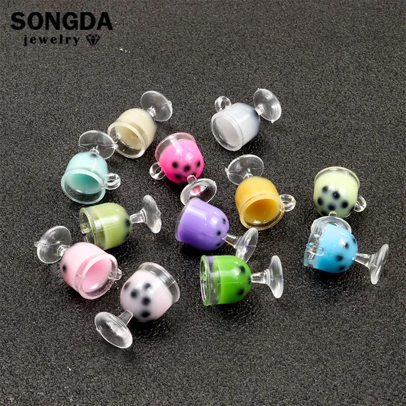 

10pcs Resin Milk Tea Goblet Charms for Making Cute Earrings Pendants Necklace DIY Creative Jewelry Handmade Findings Accessories