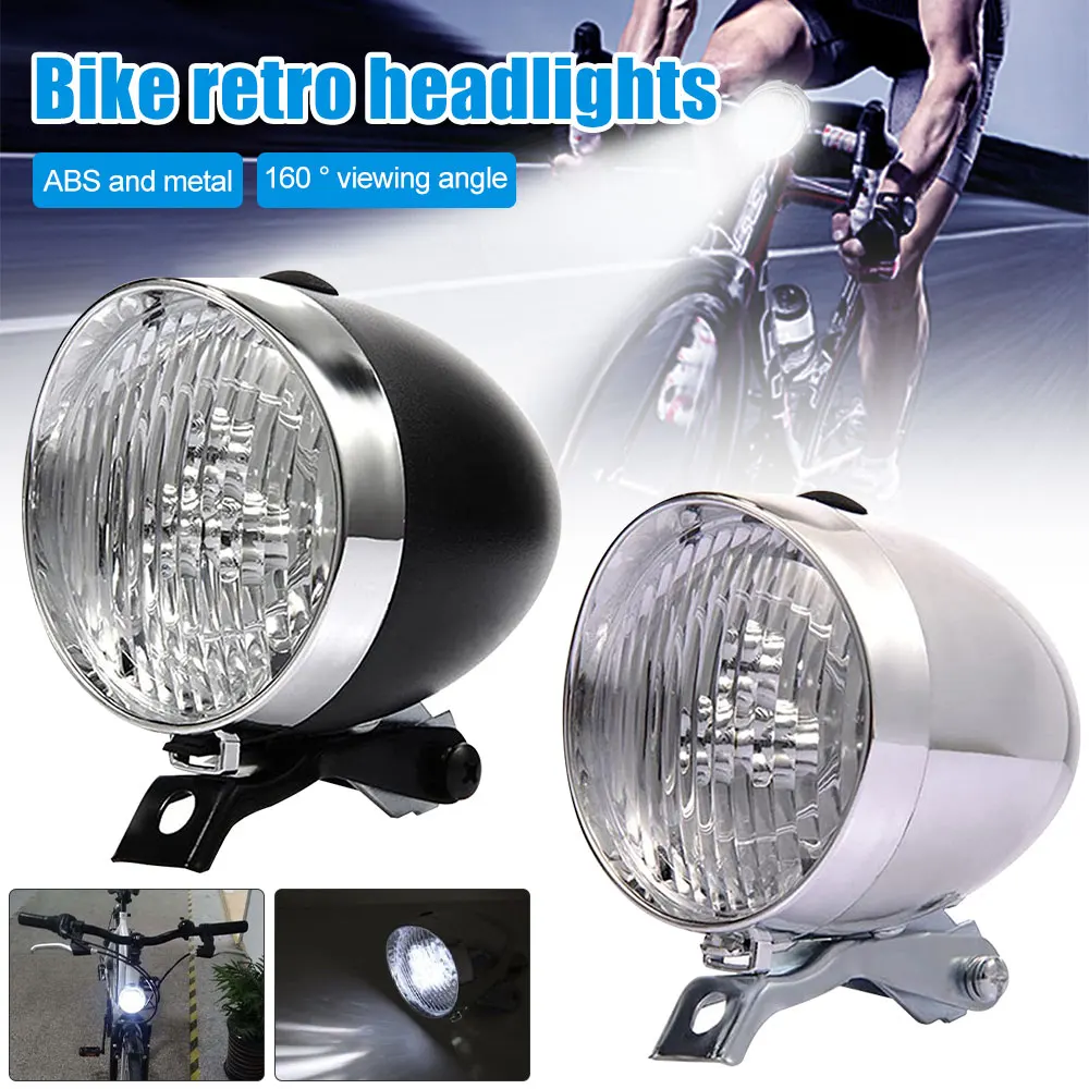 

Bicycle Light 3 LED Retro ABS Plastic Shell Classic Bike Headlight Bicycle Retro Head Light Front Fog Safety Lamp with Bracket