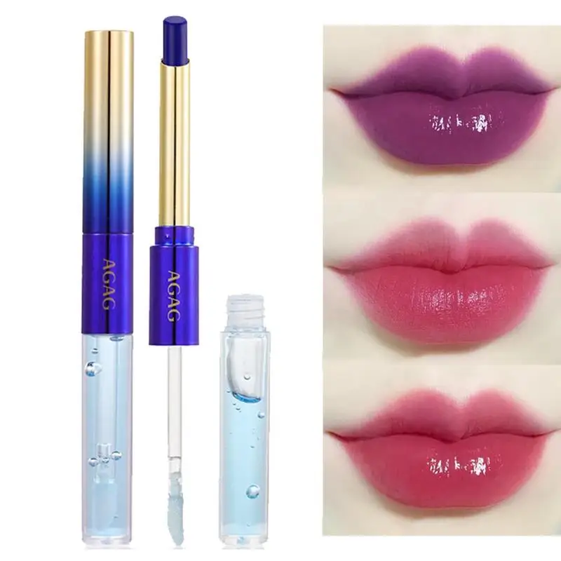 

Color Changing Lipstick 2 In 1 PH Color Changing Lip Balm With Clear Lip Top Coat Waterproof Lipstick Topcoat Moisturizing Long