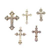 5pcs mix fashion golden color cross charms religious zinc alloy pendant for necklace earrings jewelry making diy accessories