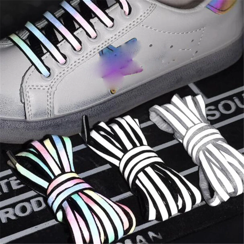 

120 CM Holographic Reflective Shoelace Rope Women Men Glowing In Dark Shoe Laces For Sneakers Sport Shoes Rope Bootlaces