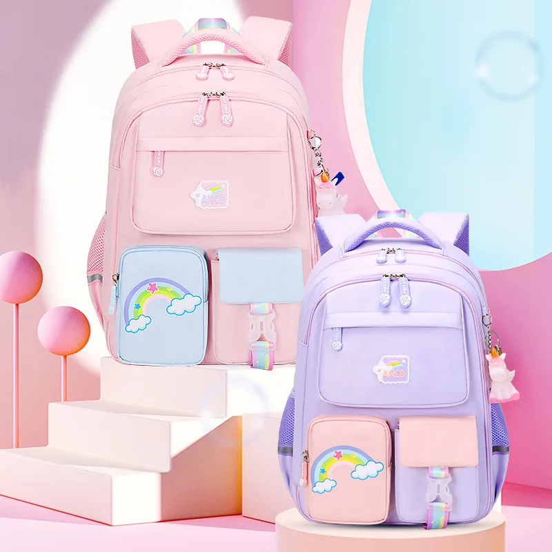 Girls' School Backpacks Grades 3 Rainbow School Bags for Teenager Girls Princess Primary Backpack Kid Schoolbag Mochila Infantil