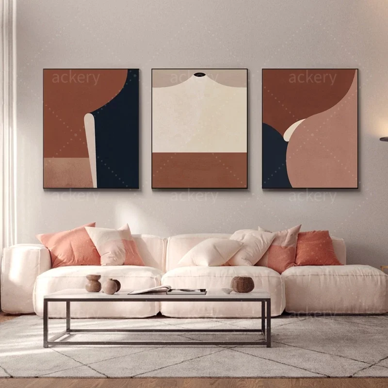 

Abstract Warm Color Block Geometric Pattern Canvas Painting Poster Printing Porch Living Room Wall Decoration Nordic Pictures