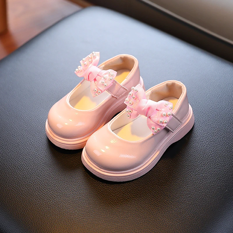 

Girls Princess Fashion Shoes 2022 Spring New Children's Bow Light Bottom Non-Slip Small Leather Shoes Baby Korean Toddler Shoes