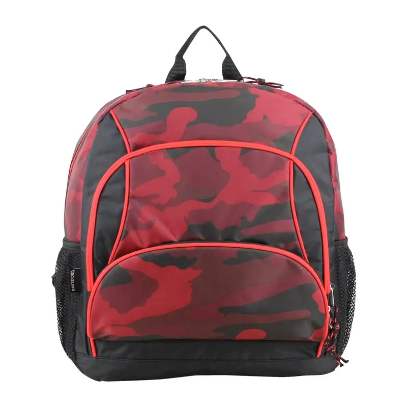 Unisex Triple Pocket Backpack, Red Camoflauge