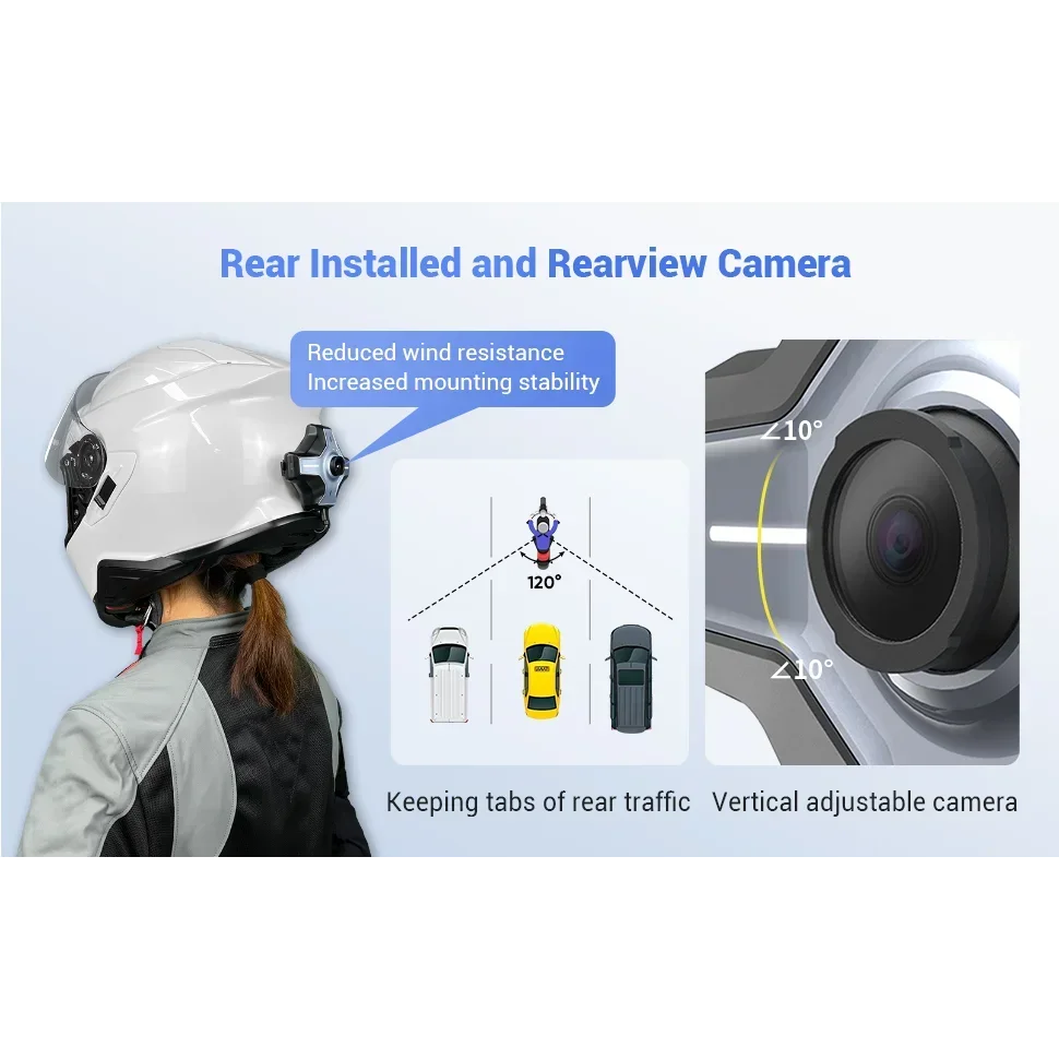 Фото Мотоциклетный шлем с HUD-дисплеем, навигационным устройством, Bluetooth-наушниками, камерой заднего вида и функцией записи вождения. №4