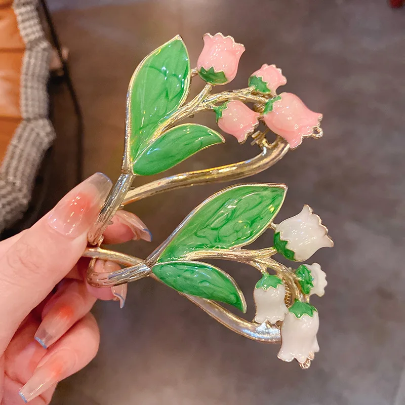 

Stylish Lily Of The Valley Flower Leaf Hairpin Small Fresh Forest Sweet 8-pin Fashion Design Temperament Hair Adornment Woman