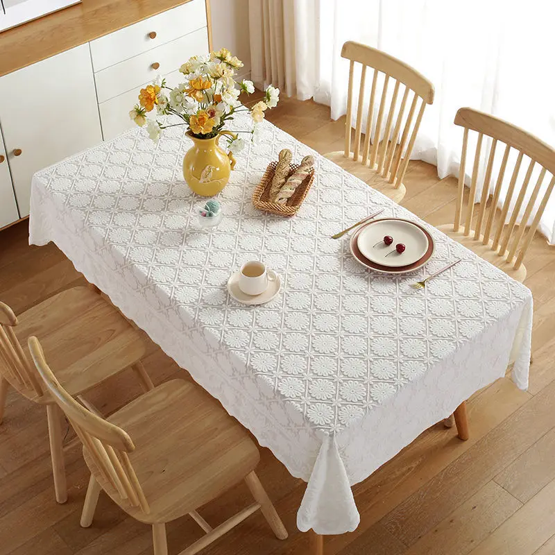 

White tea table cloth lace rectangular table cloth_AN2697