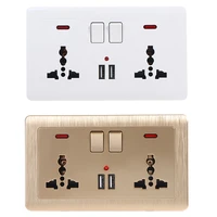 wall power socket universal 5 hole 2 1a dual usb charger port146mm86mm led indicator uk standard usb switched outlet