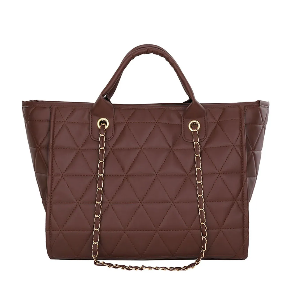 

Fashion Women PU Leather Diamond Lattice Shoulder Bag Ladies Luxury Designer Handbag Large Capacity Top-handle Bag Travel Totes