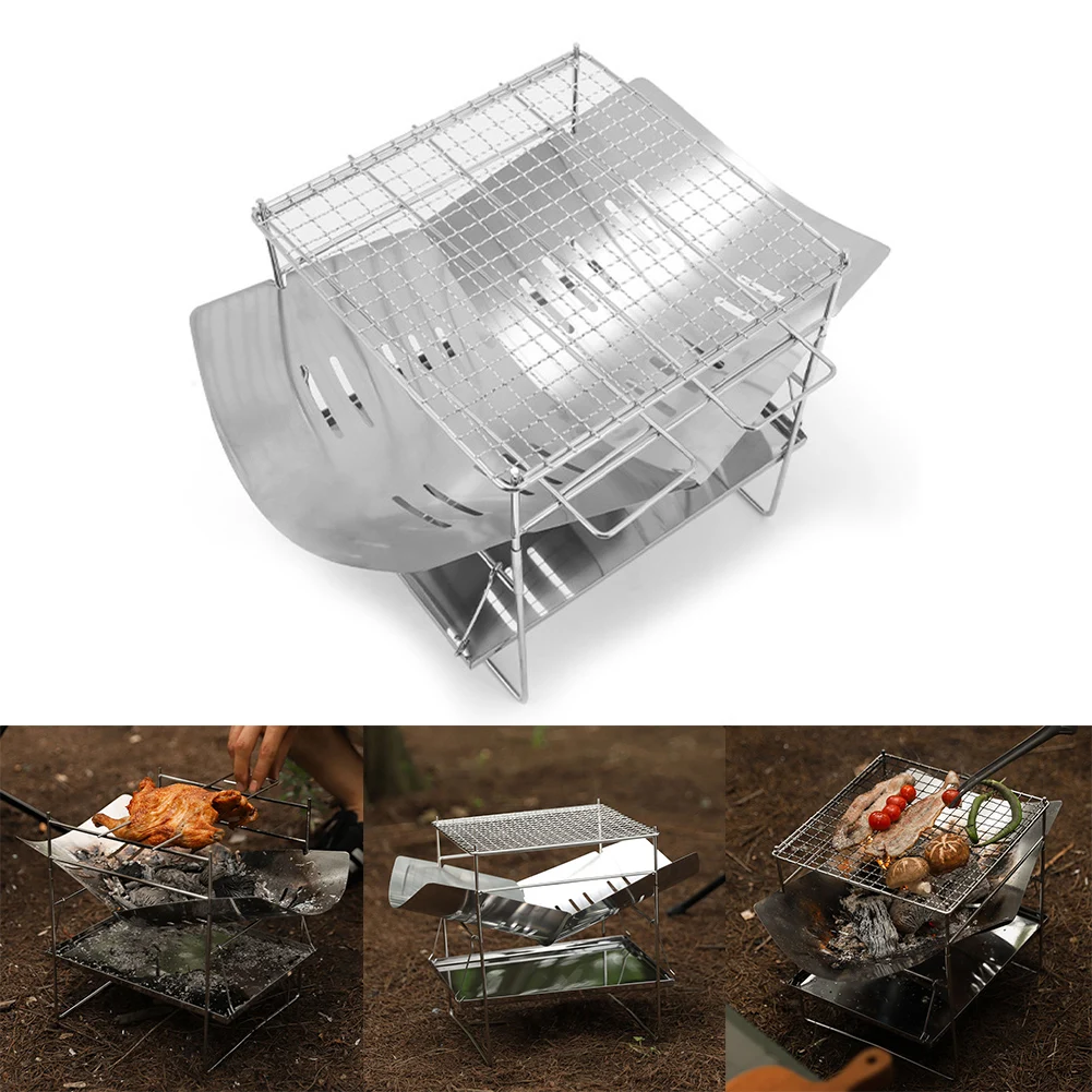 

Folding Camping BBQ Grill Portable Charcoal Oven Burning Stove Stainless Steel Detachable Multi-functional Camping BBQ Grill