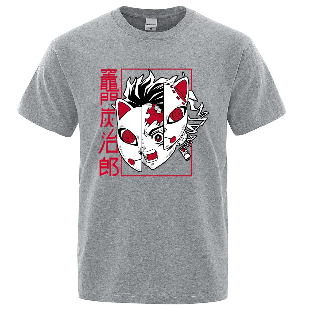 

Demon Slayer Kamado Tanjirout-Shirts Men Fashion Breathable Tshirt Loose Summer Shirts Fashion Tee Clothes Cotton Mens Tops