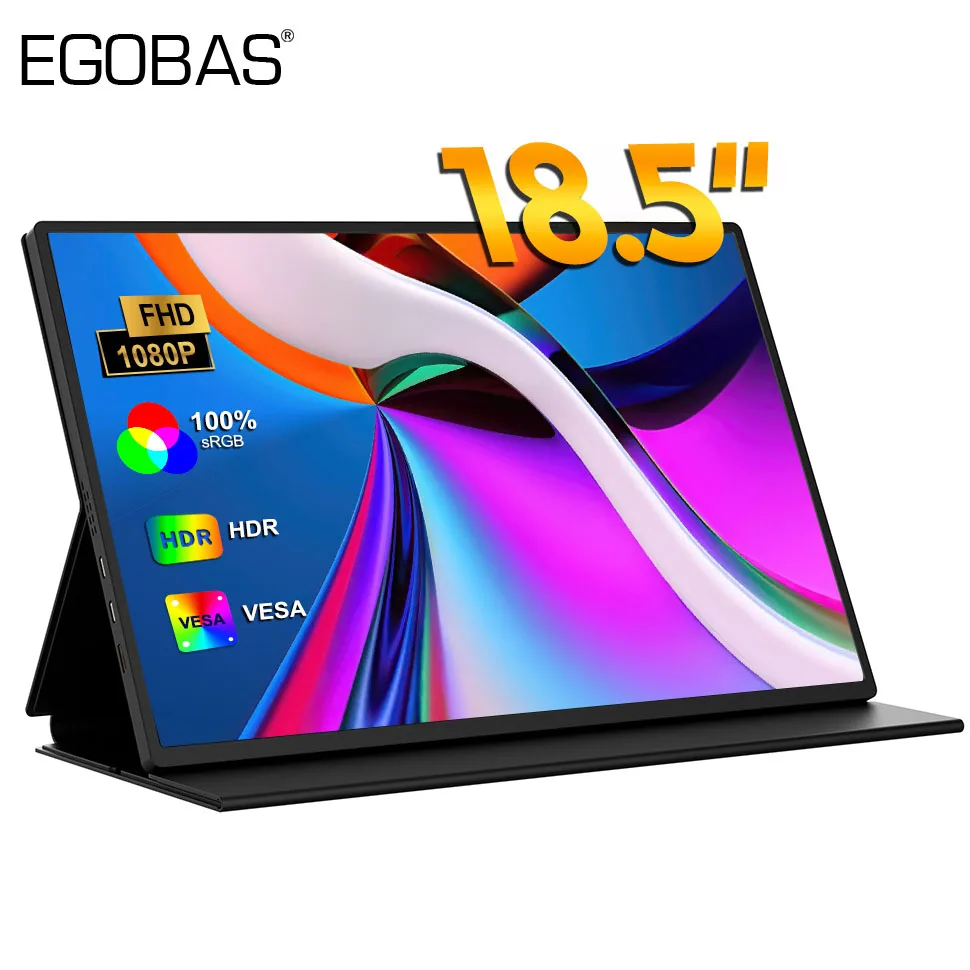 EGOBAS 18,5 дюймов 1080P 4K FHD VESA портативный мини-монитор 100% sRGB ...