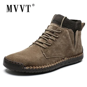 Ботинки мужские, из искусственной замши, теплые, зимние, дышащие