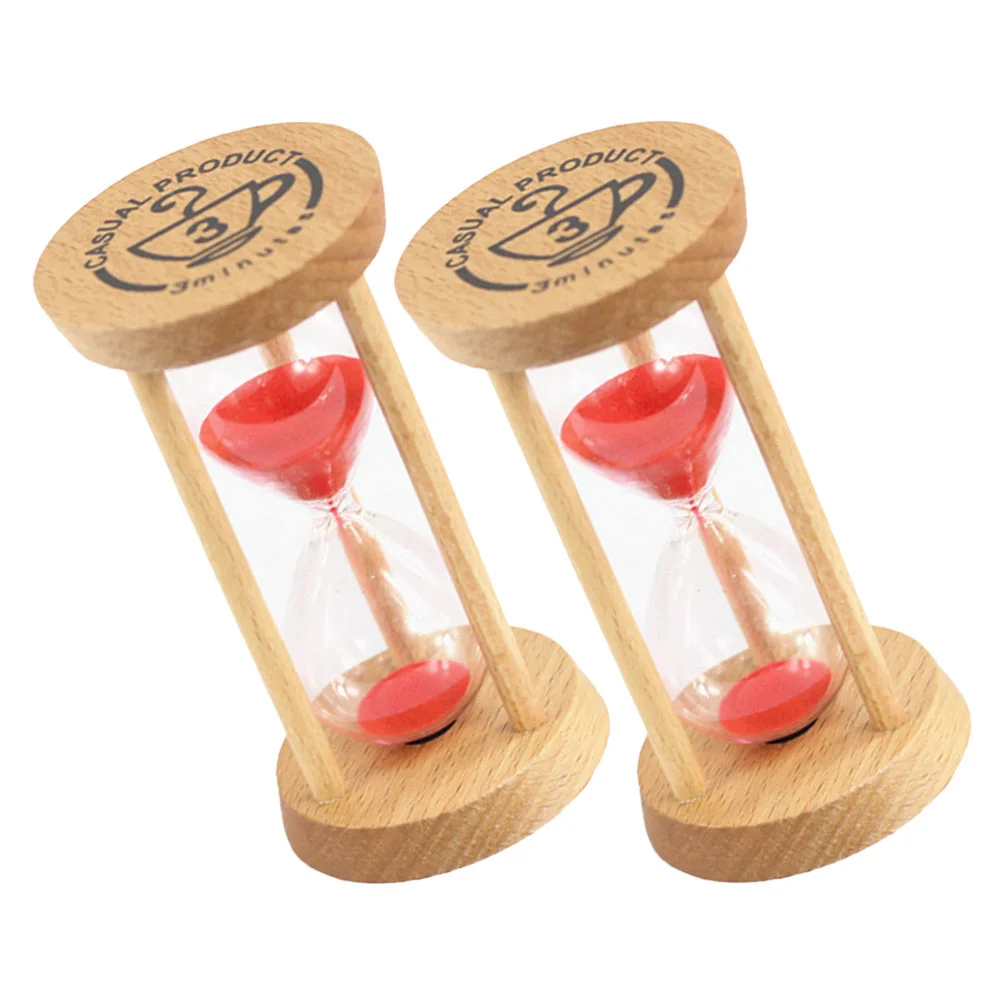 

2 Pcs Hourglass Poppets Kids Timer Wood Sand Hour Glass Timer High Borosilicate Glass Sand Timers School Child