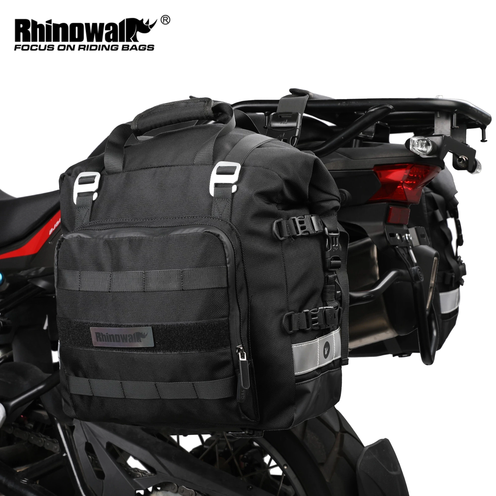 Rhinowalk Motorcycle Bag 20L-30L Universal Side Saddle Bag With Removable 100% Waterproof Inner Bag Outdoor Motorbike Luggage