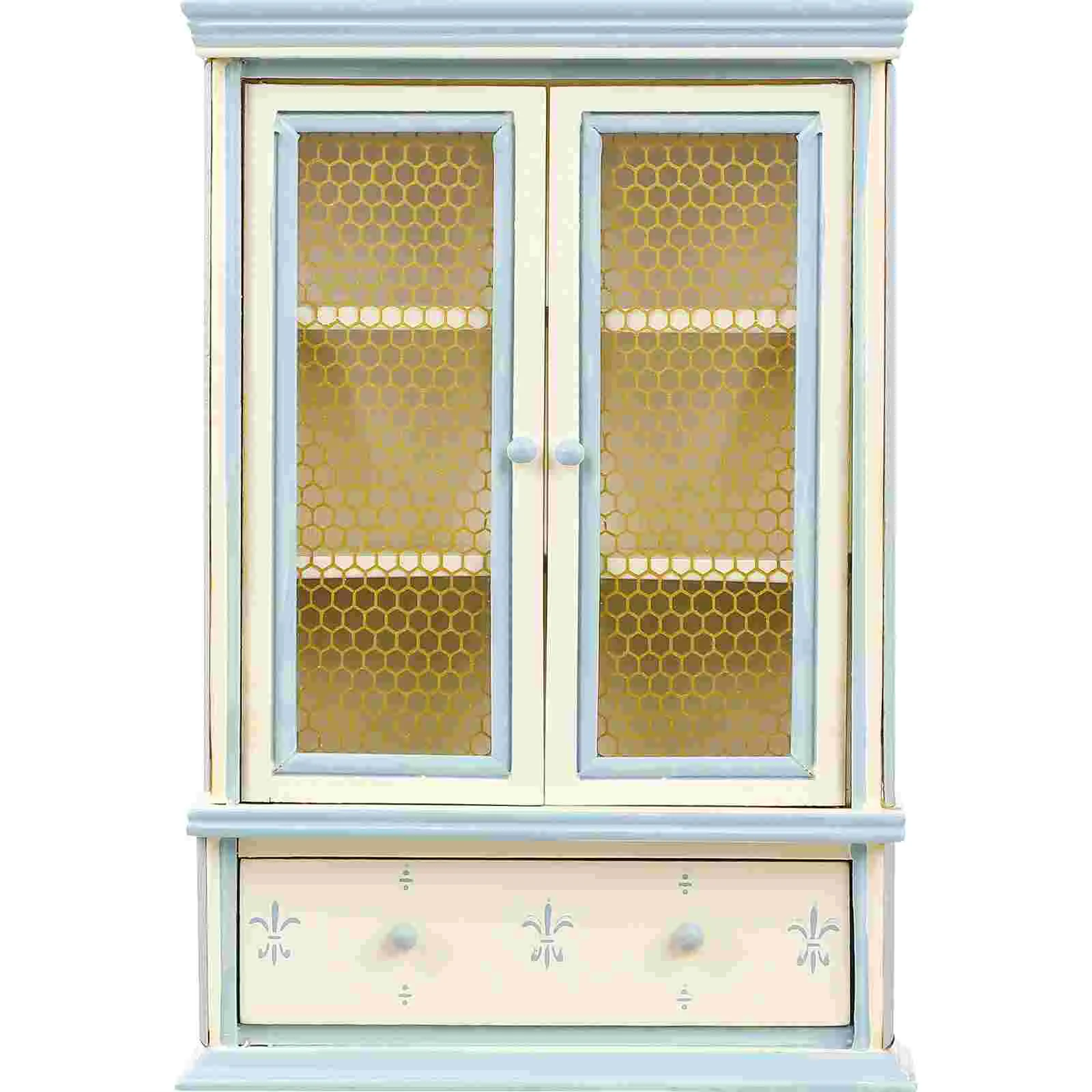 

Dollhouse Bookshelf Cabinet Model Props Accessories Decorate Miniature Toy Decors Glass Child Furniture