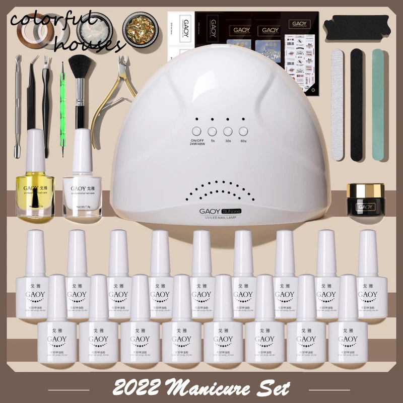 

Manicure Set for Nail Set 48W UV LED Lamp Gel Nail Polish Set Kit Nail Extensions Quick Building Gel Nail Art Nail Tools Set