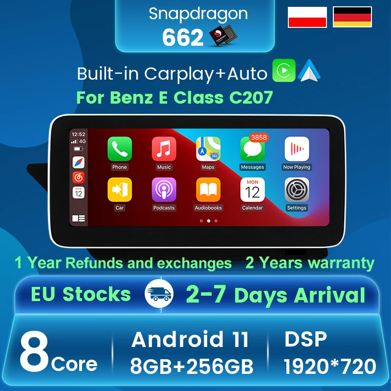 Автомобильная магнитола на Android с большим экраном для Mercedes Benz E-Class C207 W207 A207 2009-2016 LHD