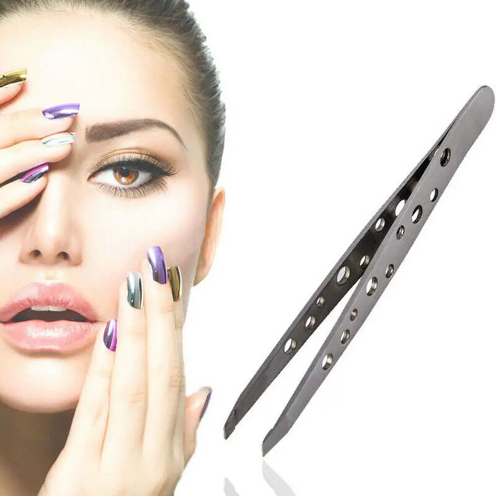 

High quality Beard tweezers Makeup Tools Stainless Steel Bevel brow clip Eyebrow clip Tweezers Threading Tweezers