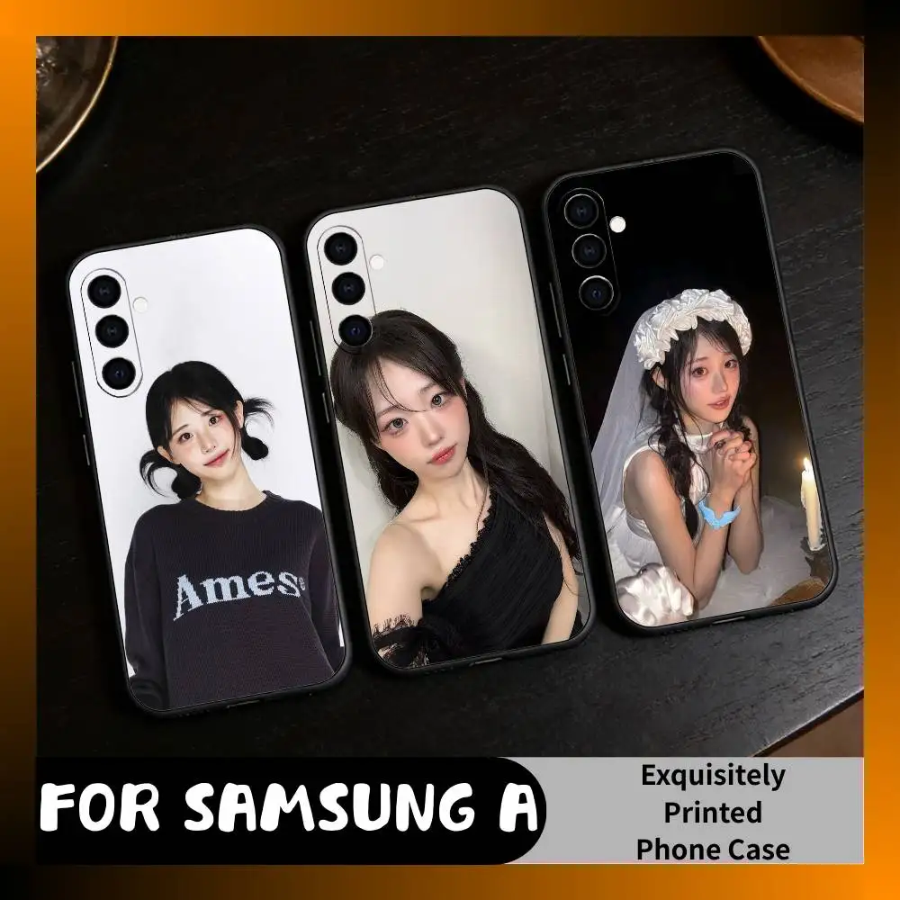 Фото Чехол для телефона E-H-Hina Jang Na-young QWER Band Art для Samsung Galaxy A73, A72, A71, A70, A52, A51 и других моделей, мягкий черный чехол. №1