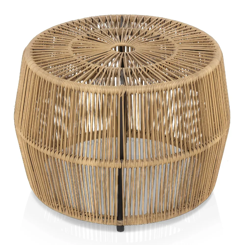 

Tisch PE Wicker Rattan Outdoor Round Coffee Table in Natural