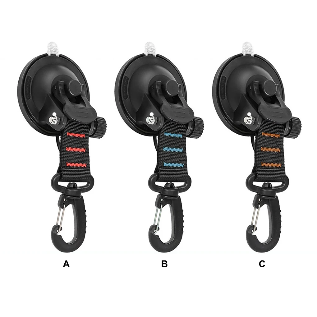 

Pack of 4 Suction Cup Hooks Outdoor Tie Down Tents Securing Carabiner Pool Tarps Reusable Sucker Hanger Accessory
