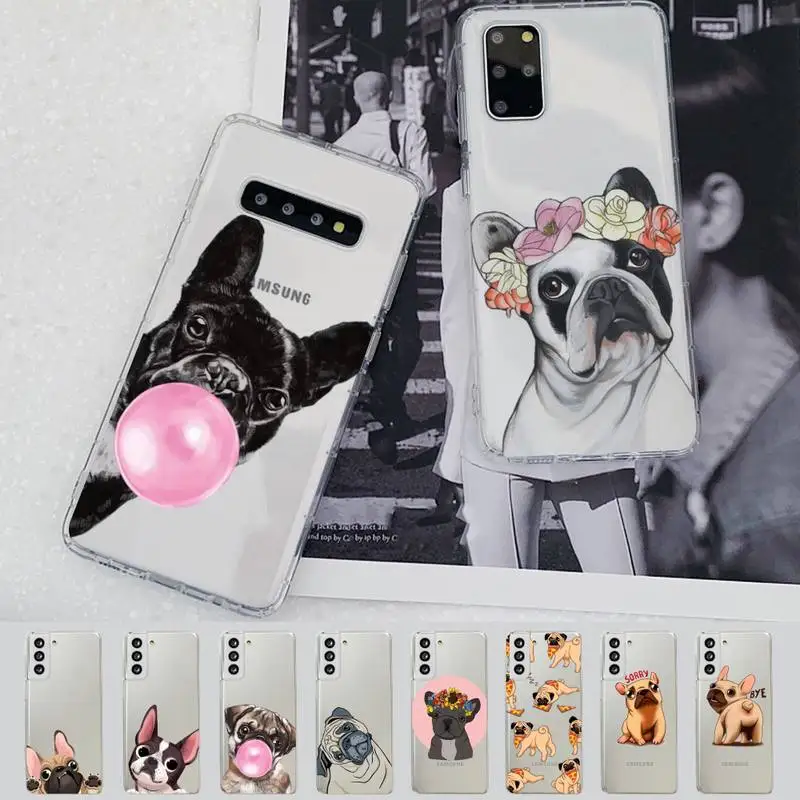 

Pug Dog French Bulldog Phone Case for Samsung A51 A52 A71 A12 for Redmi 7 9 9A for Huawei Honor8X 10i Clear Case