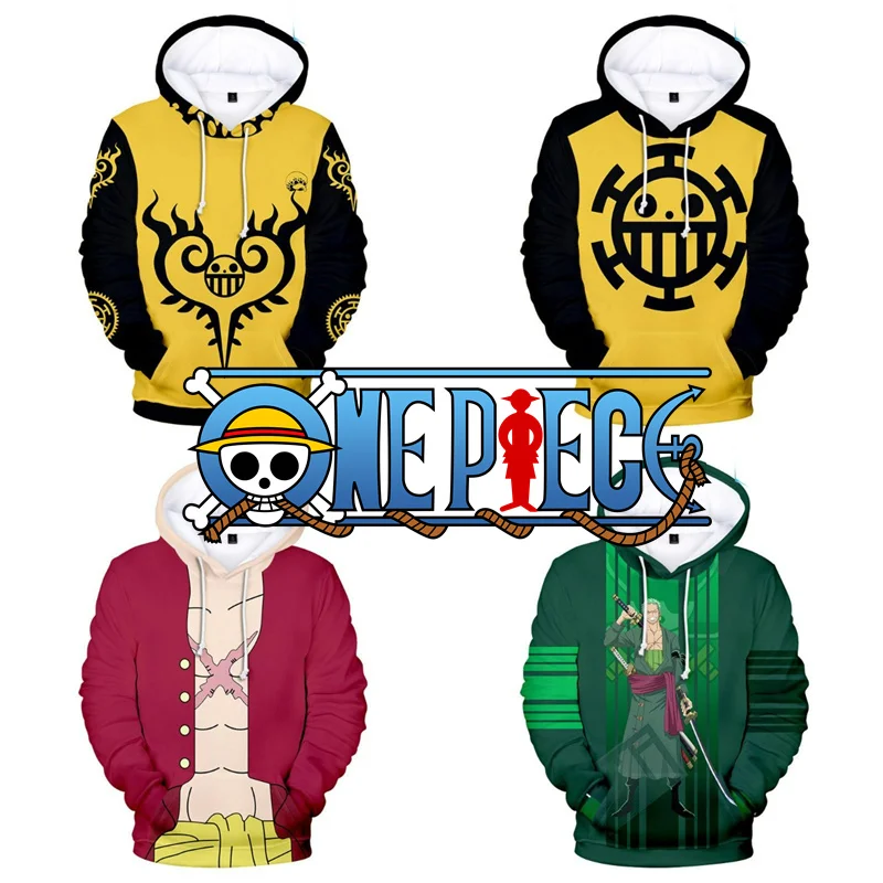 

Roronoa Zoro Nami One Piece Anime Figure Hoodie Sweatshirt Monkey D. Luffy Oversized Cosplay Trafalgar Law Men Outerwear Tops