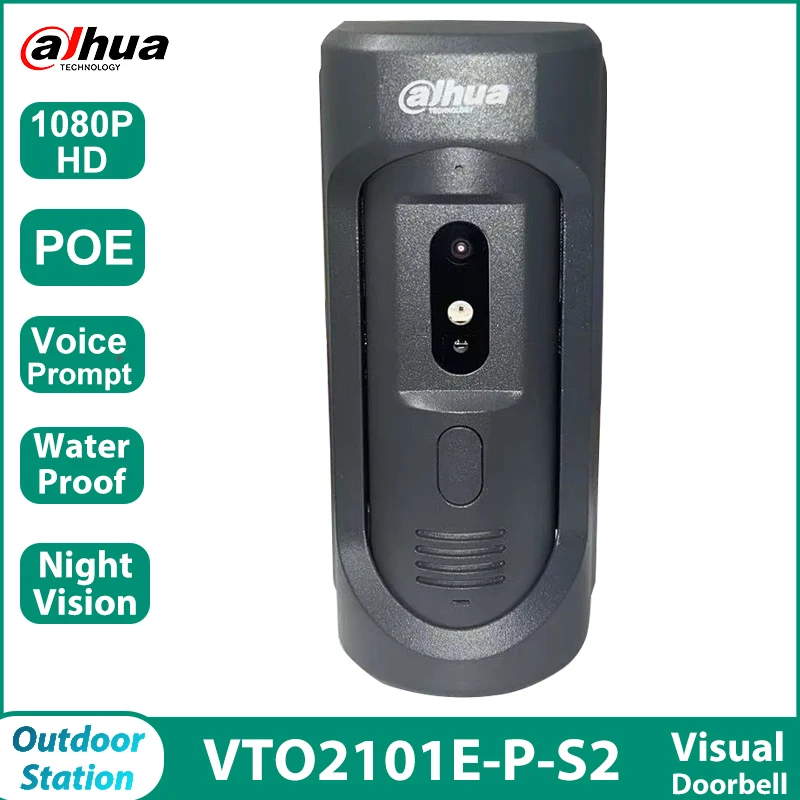 

Dahua Original VTO2101E-P-S2 IP67 1080P Video Intercom Smart Home Doorbell Alloy Panel Water-proof Vandal-proof IK10 SIP PoE