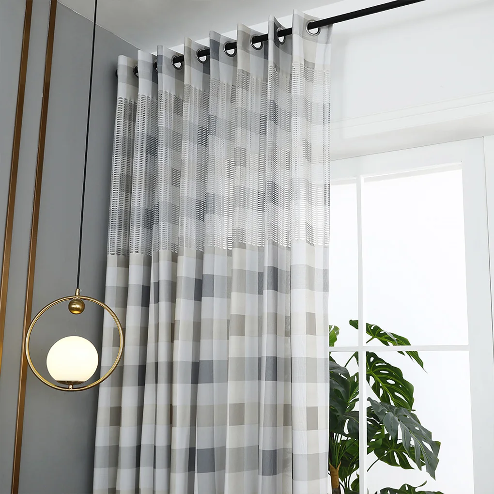 

Semi-Sheer Curtain Breathable Window Voile Drape Room Divider Screen for Bedroom Balcony Polyester Window Voile Decorate Curtain
