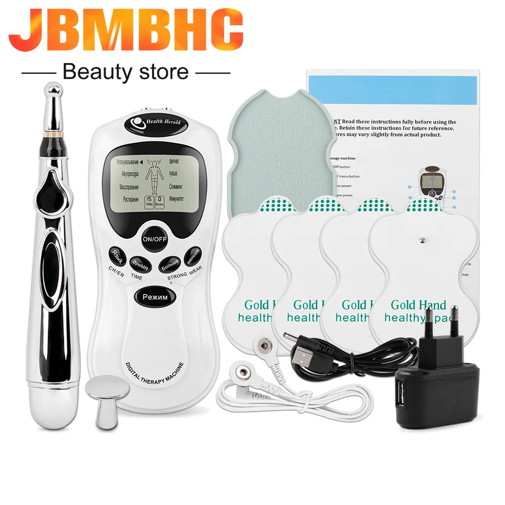 

EMS Tens Unit Eletric Muscle Stimulator Neck Back Foot Hand Leg Body Low Frequency Pulse Massager Laser Meridian Acupuncture Pen