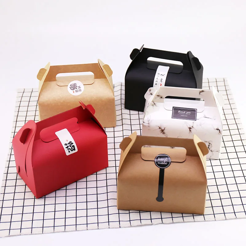 

10-50 PCS Medium Portable Cake Dessert Box Mousse Egg Tart Biscuits Food Takeaway Packaging Box for Handmade Pastries