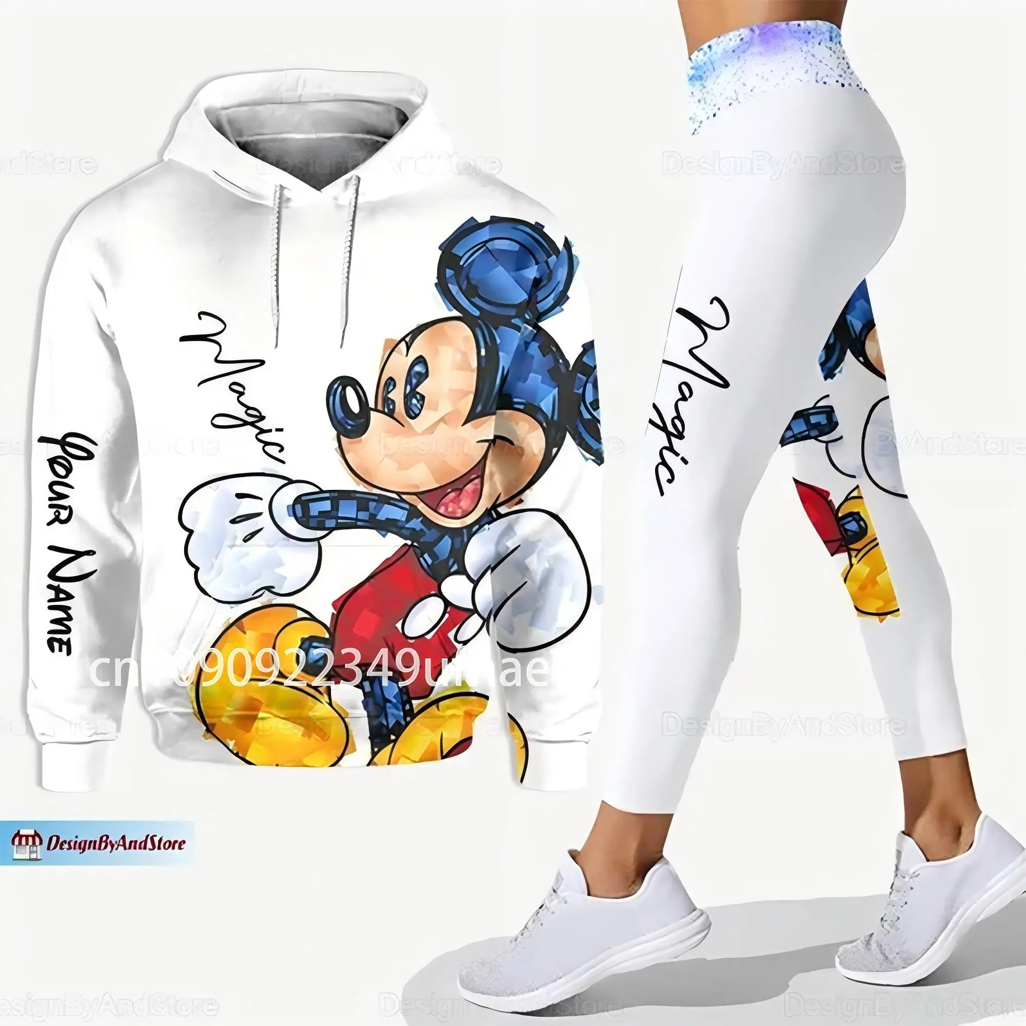 Женский модный повседневный комплект Disney штаны для йоги спортивная толстовка с