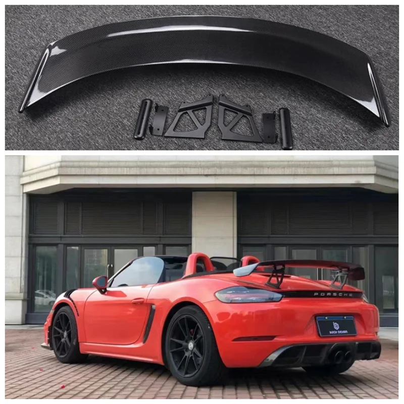 

Fits For Porsche Boxster Cayman 718 981 987 GT4 Style 2016-2022 High Quality Carbon Fiber Rear Trunk Lip Spoiler Wing