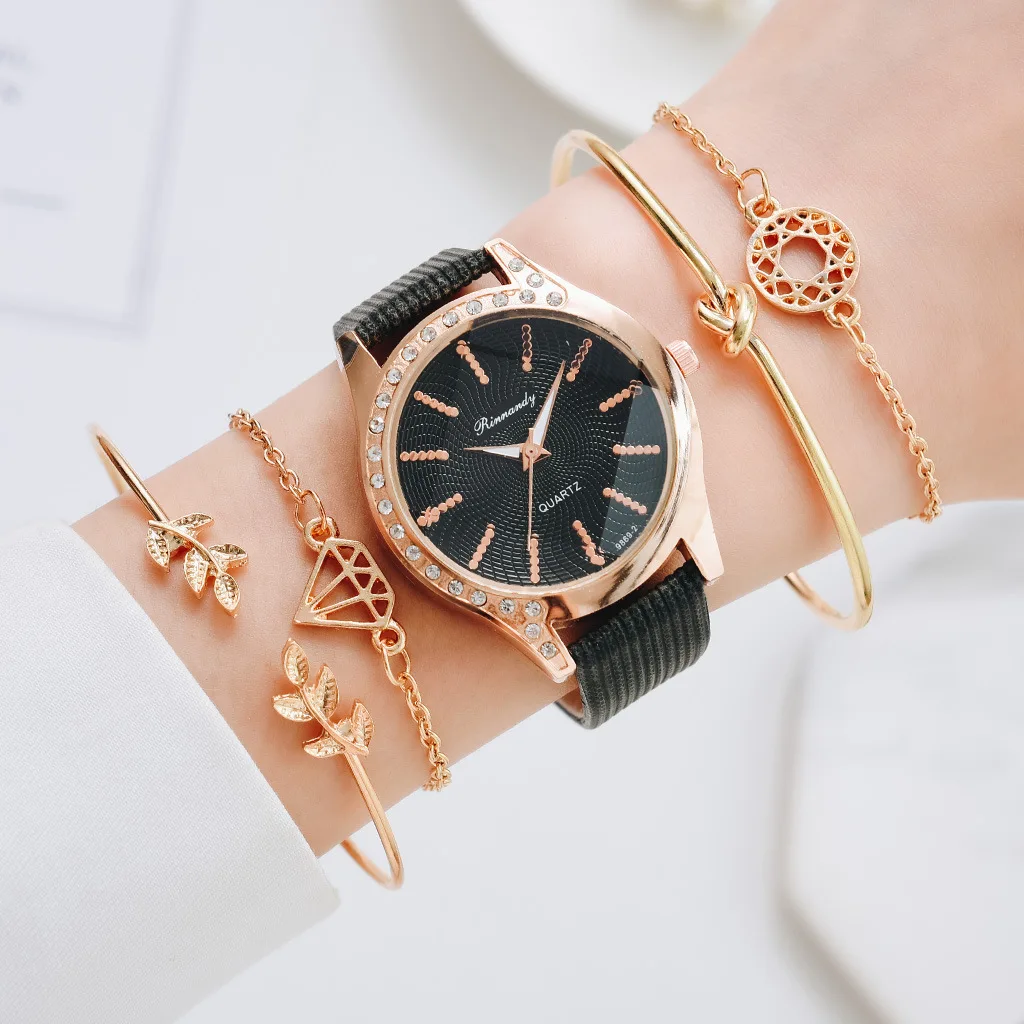 

2022 New Diamond-encrusted Ladies Watch Korean Minority Fashion Belt Ladies Quartz Watch Bracelet Combination Reloj De Mujer